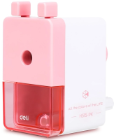 Точилка для карандашей механическая Deli EH515-PK 1 отверстие пластик розовый/белый пл.бокс