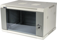 Шкаф коммутационный Lanmaster (TWT-CBWPG-18U-6X6-GY) настенный 18U 600x600мм пер.дв.стекл задн.дв.спл.стал.лист 60кг серый 45кг 902мм