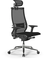 Кресло Метта Samurai S-3 черный сиденье черный сетка с подголов. крестов. металл хром