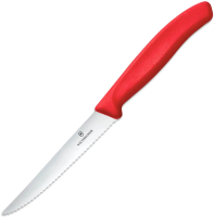 Нож кухонный Victorinox Swiss Classic 6.7231.C1 стальной универсальный для стейка/пиццы лезв.110мм серрейт. заточка красный