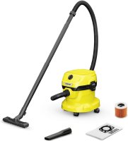 Строительный пылесос Karcher WD 2 Plus V-12/6/18/C 1000Вт (уборка: сухая/влажная/выдув/сбор воды) желтый