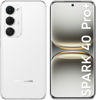 Смартфон Tecno Spark 40 Pro+ 256Gb 8Gb белый моноблок 3G 4G 2Sim 6.78" 1224x2720 Android 15 50Mpix 802.11 a/b/g/n/ac/ax NFC GPS GSM900/1800 Protect FM