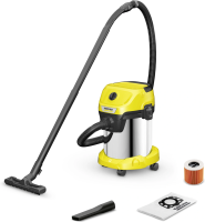 Строительный пылесос Karcher WD 3 S V-17/4/20 1000Вт (уборка: сухая/влажная/выдув/сбор воды) желтый