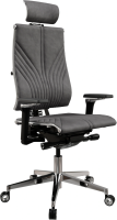 Кресло руководителя эргономичное Метта Yoga 4DF B2-12D - GoyaLE темно-серый сиденье темно-серый велюр с подголов. крестов.5-луч. металл хром