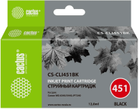 Картридж струйный Cactus CS-CLI451BK черный (12мл) для Canon MG6340/5440/IP7240 с чипом
