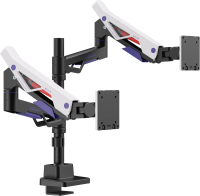 Кронштейн для мониторов Ultramounts UM742BW черный/белый 24"-57" макс.27кг крепление к столешнице поворот и наклон