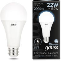 Лампа светодиодная Gauss 22Вт цок.:E27 шар 220B св.свеч.бел.нейт. A70 (упак.:10шт) (102502222)