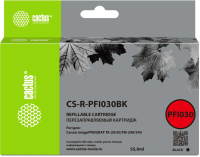 Картридж перезаправляемый струйный Cactus CS-R-PFI030BK черный (55мл) для Canon imagePrograf TA-20/30/TM-240/340 без чипа