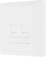 Панель Suprlan 10-0334-1 лицевая со шторкой 80x80 2xKeystone ABS пластик белый