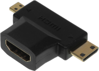 Переходник аудио-видео HDMI (f)/Micro HDMI (m)/Mini HDMI (m) черный (+ Mini HDMI (Male))