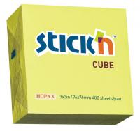 Блок самоклеящийся бумажный Stick`n 21010 76x76мм 400лист. 70г/м2 неон желтый