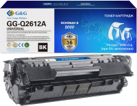 Картридж лазерный G&G GS-Q2612A Universal черный (2000стр.) для HP 1010/1012/1015/1018/1020/1022/3015/3020/3030/3050/3052/3055/M1005/1300/1319f Canon LBP2900/3000/L120/L90/L100/L120/4140/MF4380dn/4010/4660pl/4100/4690pl/4110/4120/4140/4150/4270/4320d/4330
