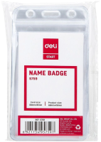Бейдж для пропуска Deli E5759 68х118мм вертикальный без крепления ПВХ прозрачный (упак.:10шт)