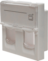 Панель Suprlan 10-0302-1 лицевая со шторкой 45x45 2xKeystone ABS пластик белый