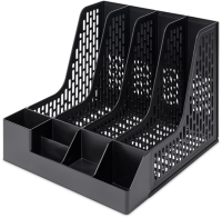 Лоток вертикальный Deli E9849 BLACK 4отд. сборный для бумаг 325x320x275мм черный пластик пластиковый пакет