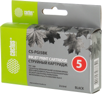 Картридж струйный Cactus CS-PGI5BK черный (23.6мл) для Canon Pixma MP470/MP500/MP520/MP530/MP600/MP800/MP810/MP830/MP979/iP3500/iP4200/iP4300/ iP5200/iP5300/iP6700D/MX700/MX850/iX4000/iX5000/Pro 9000/9000Mark II с чипом