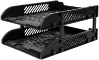 Лоток горизонтальный Deli E9212 BLACK сборный для бумаг 325x241x155мм черный пластик (упак.:2шт) пластиковый пакет