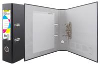 Папка-регистратор Silwerhof 355021-01 A4 75мм ПВХ/бумага черный мет.окант. сборная смен.карм. на кор.