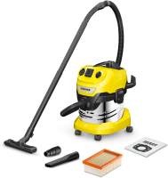 Строительный пылесос Karcher WD 4 P S V-20/5/22 1000Вт (уборка: сухая/влажная/выдув/сбор воды) желтый