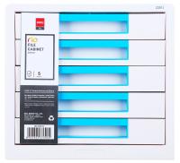Бокс для документов Deli EZ01033 Rio 5 выдвижных ящиков 277х344х259мм белый/голубой пластик