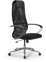 Кресло Метта SU-B-8 черный сиденье черный сетка с подголов. крестов. металл хром