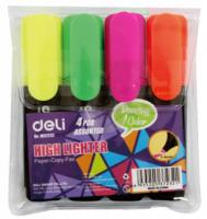 Набор текстовыделителей Deli E37232 Delight скошенный пиш. наконечник 1-5мм колпачок с клипом 4цв. пакет с европодвесом (4шт.)