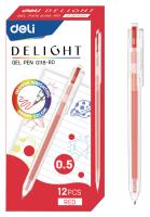 Ручка гелев. Deli Delight EG118-RD прозрачный красн. черн. линия 0.5мм