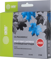 Картридж струйный Cactus CS-PGI2400XLC PGI-2400XLC голуб.пигм. (20.4мл) для Canon MAXIFY iB4040/ МВ5040/ МВ5340 с чипом