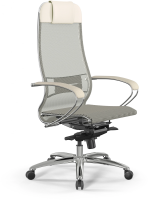 Кресло Метта Samurai S-1 молочный сиденье молочный сетка с подголов. крестов. алюминий хром