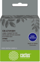 Картридж ленточный Cactus CS-LT-91201 91201 черный на белом 12x4 для Dymo Letra Tag LT-100H без чипа
