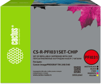 Картридж перезаправляемый струйный Cactus CS-R-PFI031SET-CHIP черный/черный матовый/голубой/желтый/пурпурный 5шт.упак. для Canon imagePrograf TM-240/340 с чипом