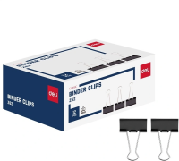 Зажимы Deli EZ62 металл 41мм черный (упак.:12шт) картонная коробка