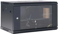 Шкаф коммутационный Rexant (04-0654-112) настенный 6U 400x542мм пер.дв.стекл черный 230град. металл