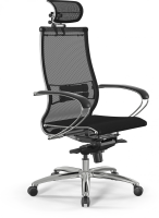 Кресло Метта Samurai S-2 черный сиденье черный сетка с подголов. крестов. металл хром