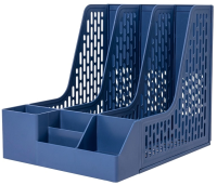 Лоток вертикальный Deli E9847 BLUE 3отд. сборный для бумаг 253x320x275мм синий пластик пластиковый пакет