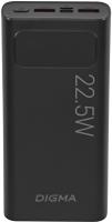 Мобильный аккумулятор Digma DGPF20A 20000mAh QC3.0/PD3.0 22.5W 3A 2xUSB-A/USB-C черный (DGPF20A22PBK)