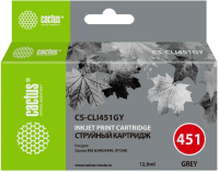 Картридж струйный Cactus CS-CLI451GY серый (12мл) для Canon MG6340/5440/IP7240 с чипом