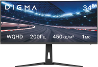 Монитор Digma 34" Overdrive 34A712Q черный VA LED 1ms 21:9 HDMI M/M матовая HAS Piv 450cd 178гр/178гр 3440x1440 200Hz DP UW 5.7кг