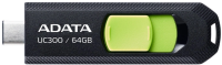 Флеш Диск A-Data 64Gb Type-C UC300 ACHO-UC300-64G-RBK/GN USB3.2 черный/зеленый