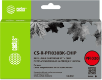 Картридж перезаправляемый струйный Cactus CS-R-PFI030BK-CHIP черный (55мл) для Canon imagePrograf TA-20/30/TM-240/340 с чипом