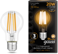 Лампа филам. Gauss Filament 102902120 20Вт цок.:E27 груша 220B св.свеч.бел.теп. (упак.:10шт)