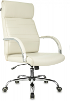 Кресло руководителя Бюрократ T-8010SL слоновая кость экокожа крестов. металл хром
