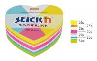 Блок самоклеящийся бумажный Stick`n 21836 64x67мм 250лист. неон ассорти "сердце"