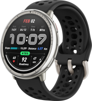 Смарт-часы Amazfit Active 2R A2437 43.9мм 1.32" AMOLED корп.серебристый рем.черный разм.брасл.:135-195мм (6970100377712)