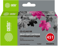 Картридж струйный Cactus CS-CLI451M пурпурный (12мл) для Canon MG6340/5440/IP7240 с чипом