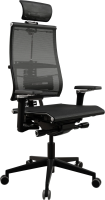 Кресло руководителя эргономичное Метта Yoga Spine Black Edition черный сиденье черный сетка с подголов. крестов.5-луч. металл хром
