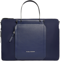 Деловая сумка женская Piquadro Lyra CA4021W92T/BLU с отделением для ноутбука 15.6" темно-синяя нейлон/натур.кожа