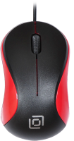Мышь Оклик 115S черный/красный оптическая 1200dpi USB для ноутбука 3but (711637)