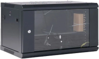 Шкаф коммутационный Rexant (04-0664-112) настенный 6U 450x600мм пер.дв.стекл черный 230град. металл