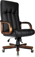 Кресло руководителя Бюрократ T-9932Walnut черный экокожа крестов. металл/дерево